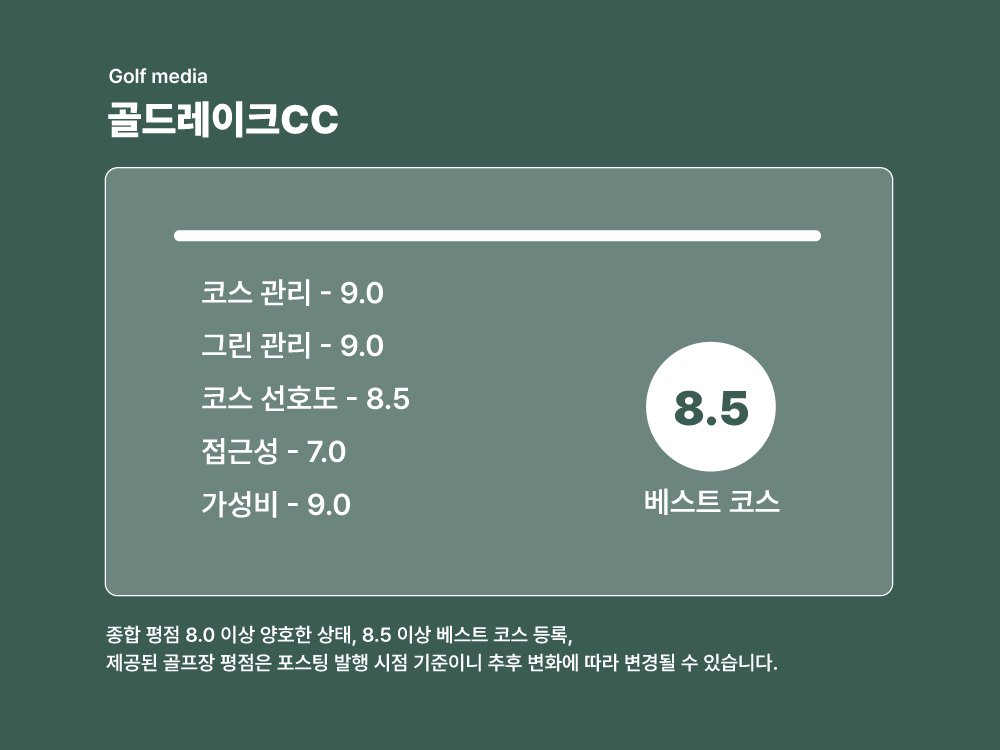 골드레이크CC 종합 평점 8.5 인포그래피