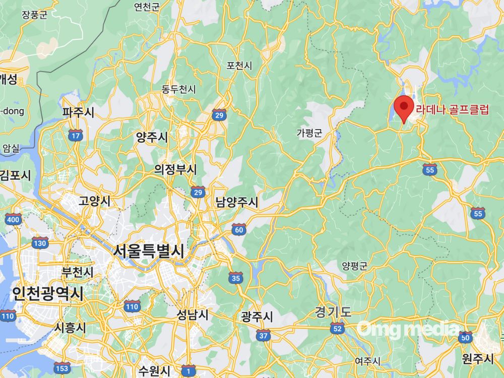 라데나CC 가는 길, 구글 지도