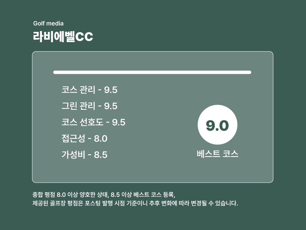 라비에벨CC 올드 코스 방문자 후기 평점 9.0