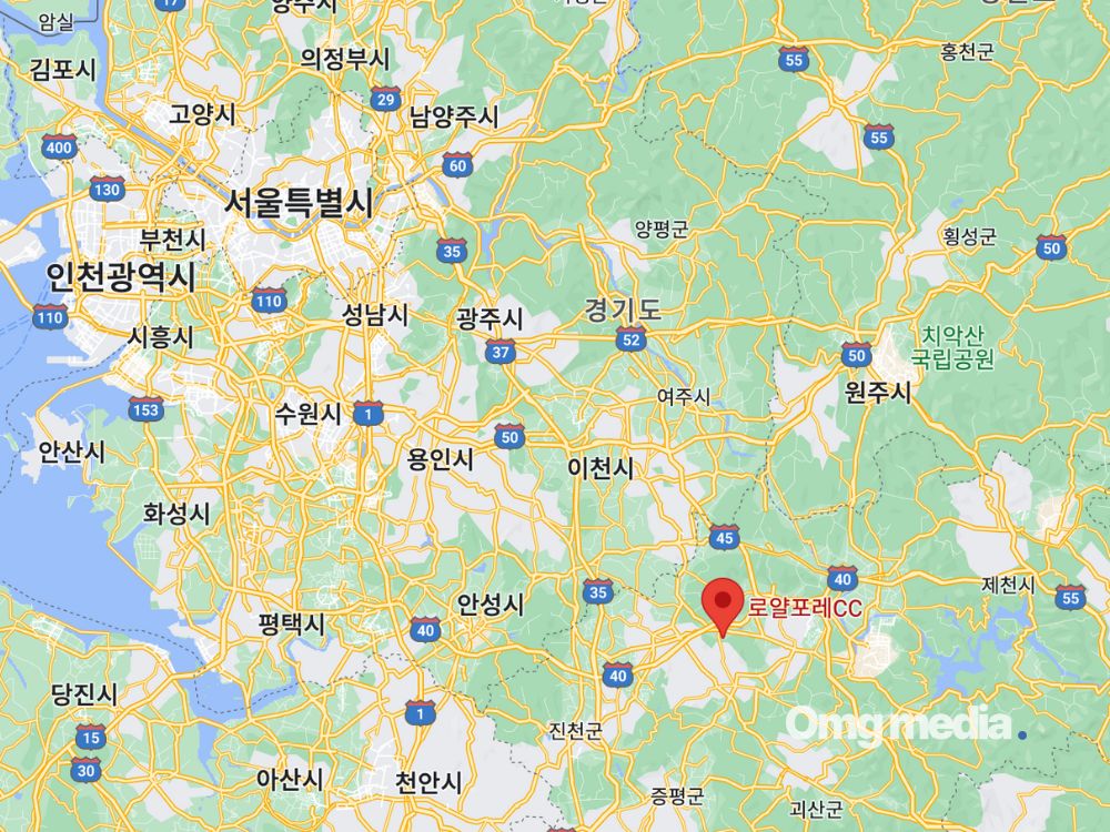 로얄포레CC 가는 길, 구글 지도