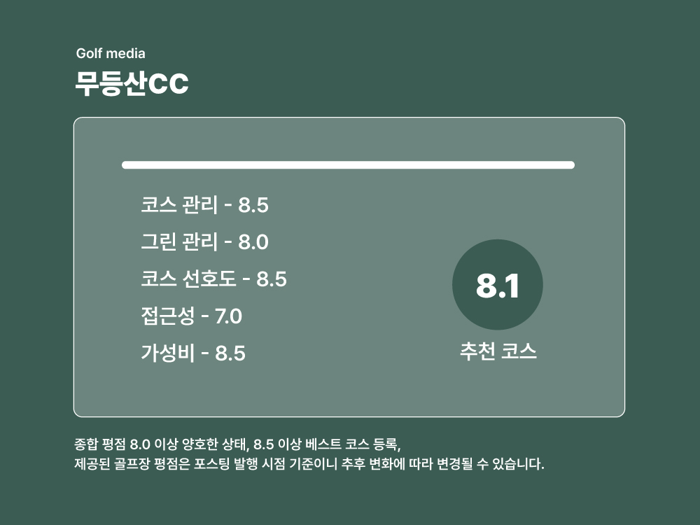 무등산CC 후기 평점 8.1