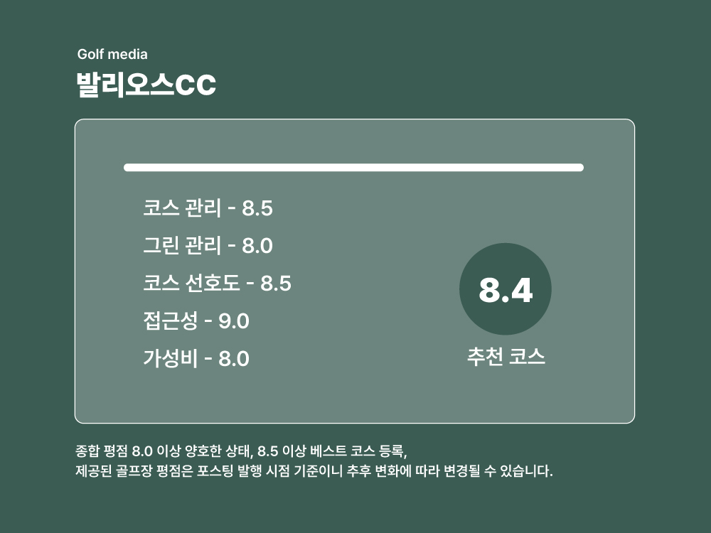 발리오스CC 골프장 평점 8.4