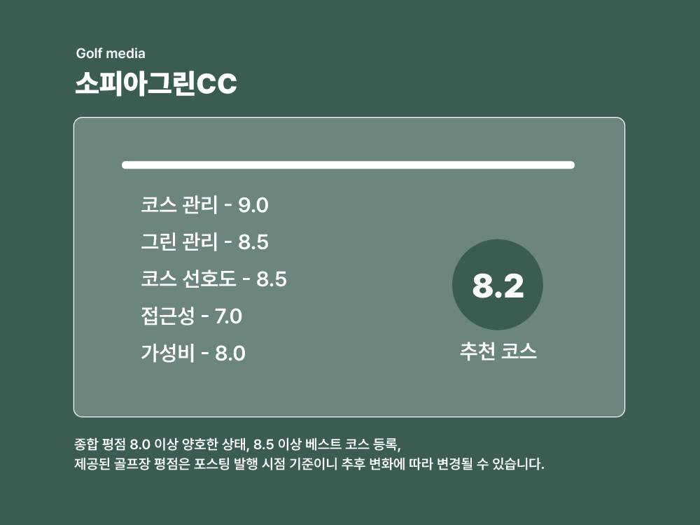 소피아그린CC 코스 평점 8.2