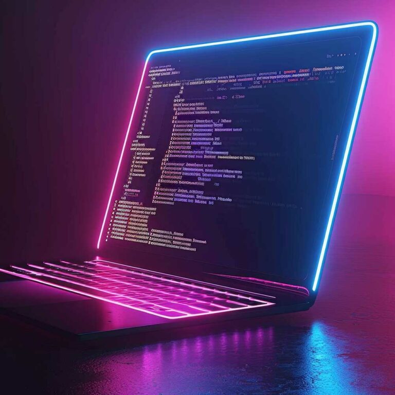 홈페이지 제작 노트북 화면에 코드